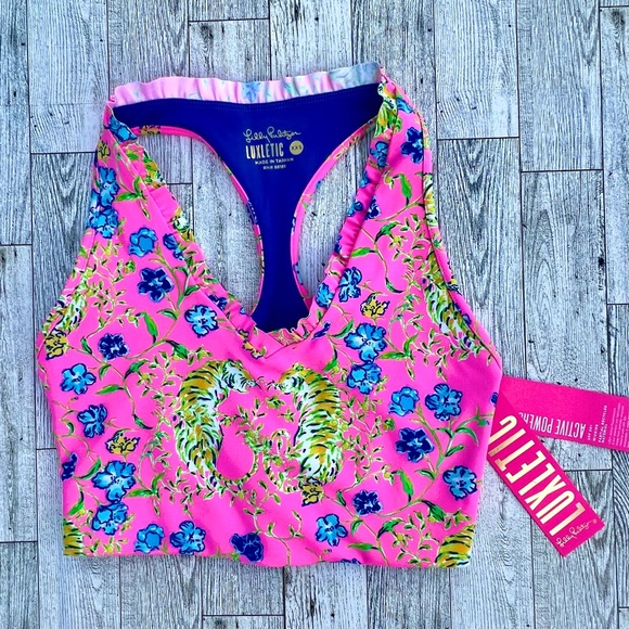 Lilly Pulitzer Other - Lilly Pulitzer Lindsay Luxletic Sports Bra Top in Prosecco Pink Tigress Garden
